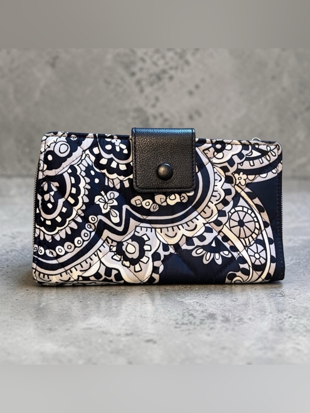 Vera Bradley Navy and White Floral  Wallet with Crossbody Strap